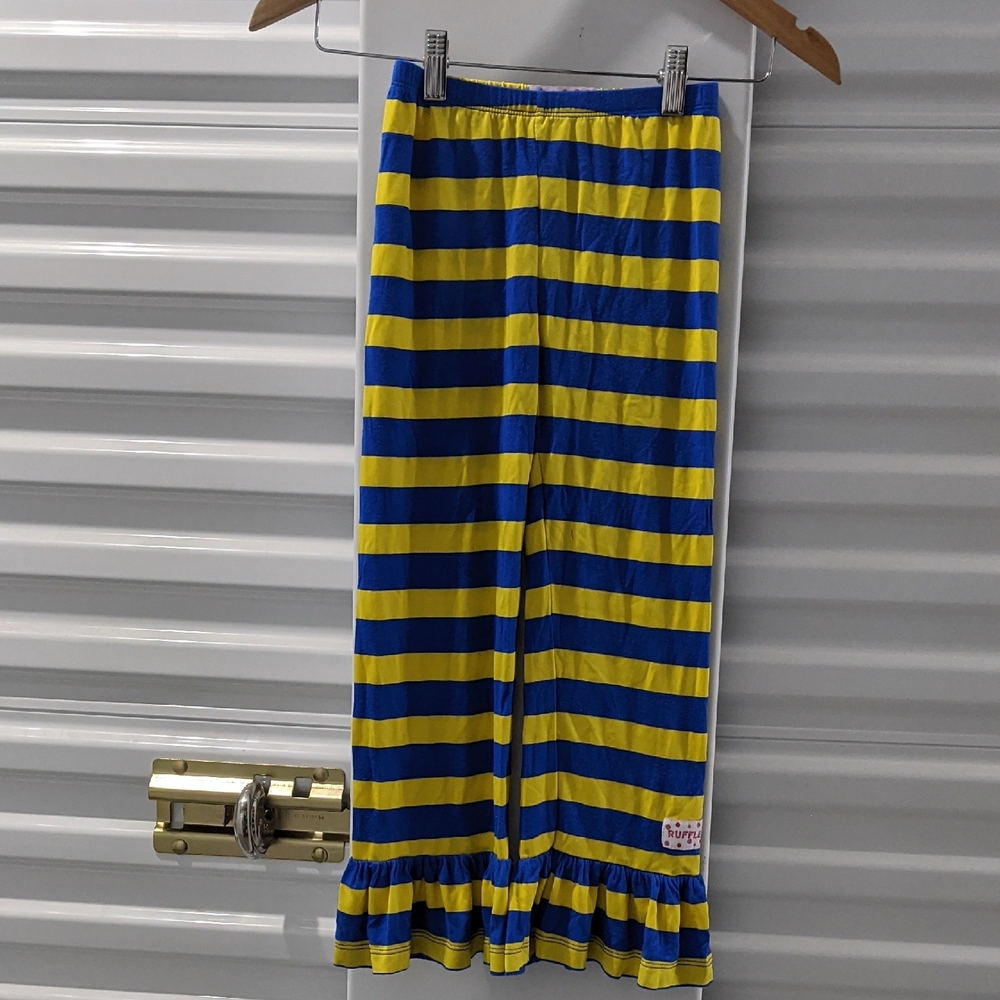 Striped Blue and Yellow Kids Leggings